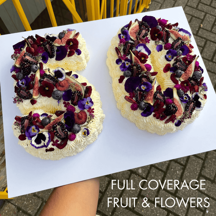 50th Birthday Cake - Number Cake, decorated with fruits and edible flowers. London 