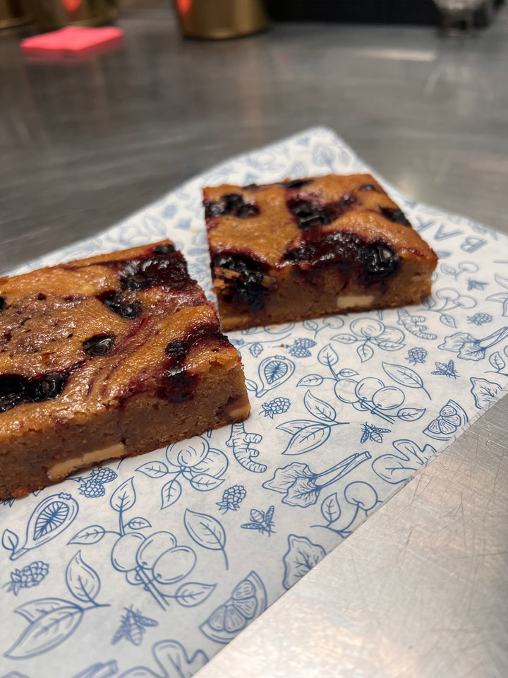 Summer Blackcurrant & White Chocolate Letterbox Blondies