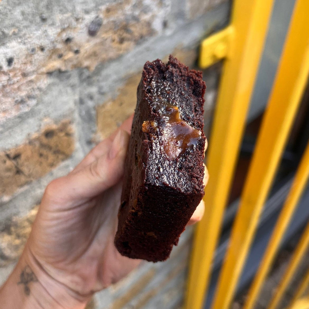 Holding a Baileys Caramel Brownie 