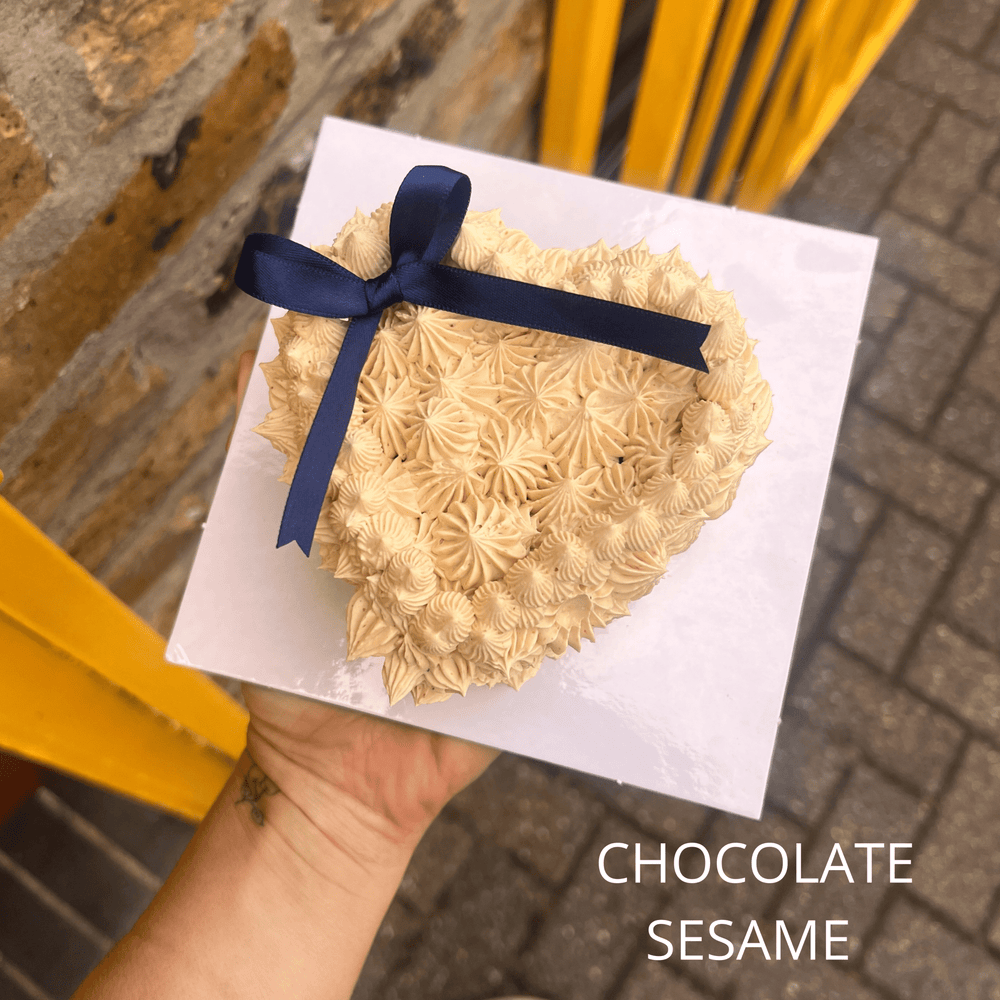 Chocolate Sesame Mini Heart Shape Cake - serves 1-2 London