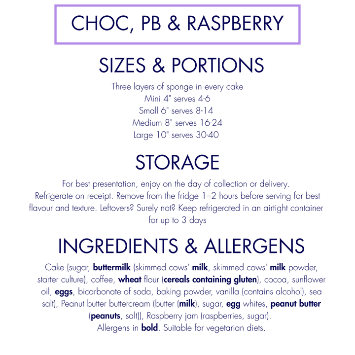 Chocolate, Peanut Butter & Raspberry Cake