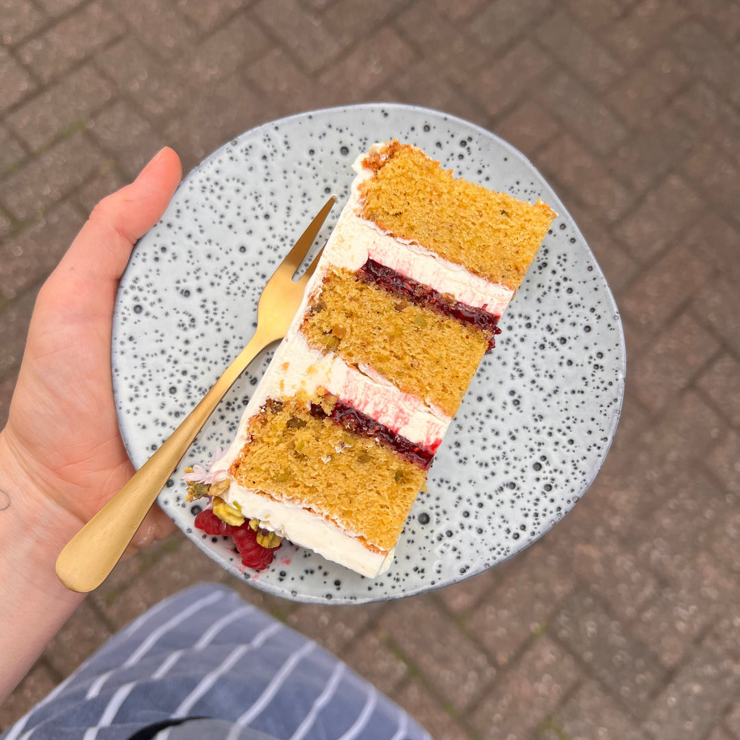 Pistachio, Raspberry & White Chocolate Cake