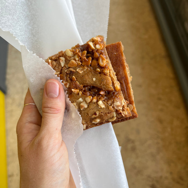 Letterbox Banana, Caramel & Hazelnut Blondies - June Special