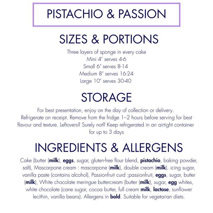 Pistachio & Passionfruit Cake