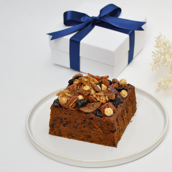 Fruit & nut Christmas cake with gift wrap